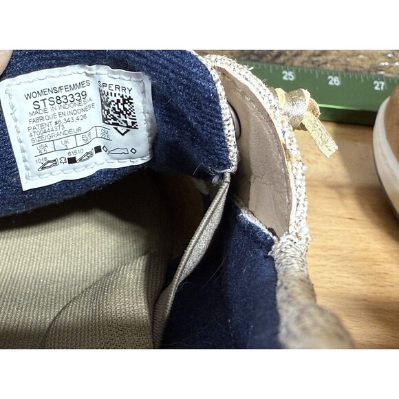 NEW SPERRY ROSEFISH BOAT SHOE WOMEN'S 5.5 TAN LINEN SPARKLE MEMORY FOAM STS83339 - Picture 9 of 10